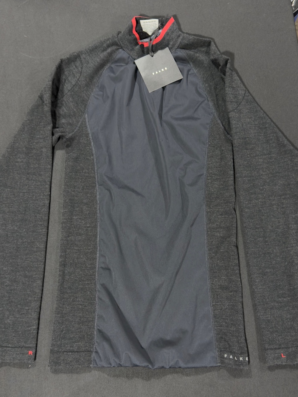 FALKE Men’s Long Sleeve Athletic Performance Top Charcoal Gray  Sport System